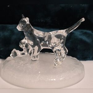 Kittens & Cat Figurine Cristal D'Arques France 24% Lead Clear Crystal Vintage